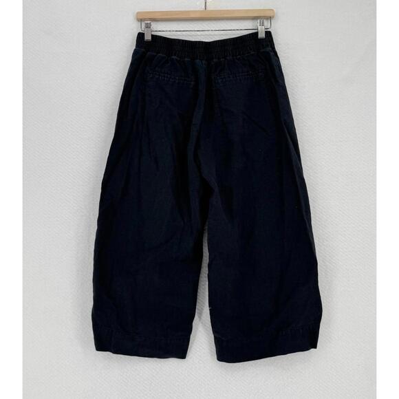 Athleta Womens Black Casual Pull On Playa Linen Wide Crop Pants Sz 8P - Picture 2 of 5